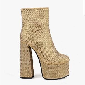 Gold Rhinestone Platform High Heels